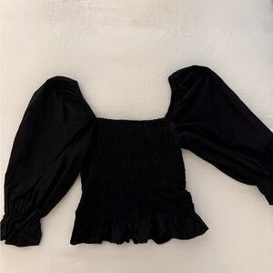 Zara Black Puff Sleeve Blouse